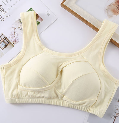 Plus Size Women Bra Ladies Cotton Quake-Proof Underwear Sleep Tops No Buckles Non Wire Lingerie With Removable Padded